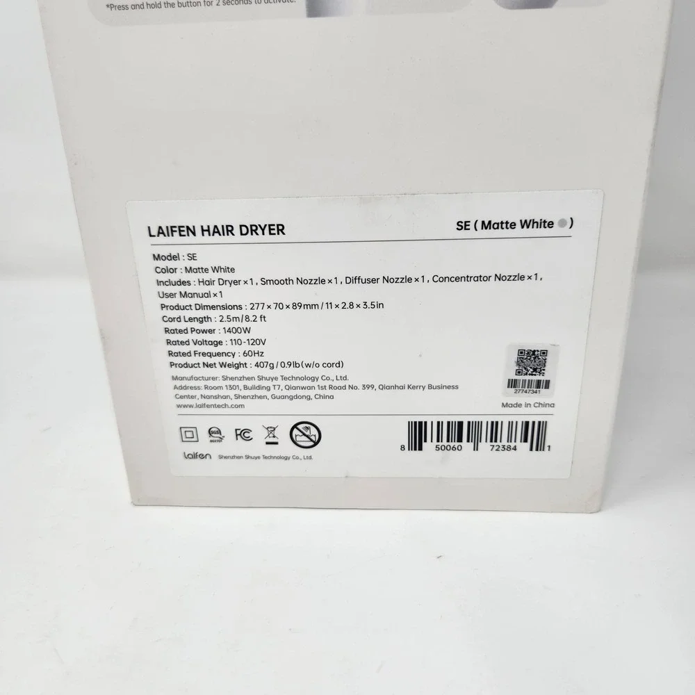 Laifen SE‎ Hair Dryer (2) - Matte White - NEW, open box